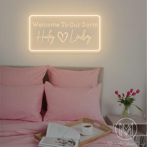Welcome To Our Dorm Roomies Neon Sign Custom Roommates Name Sign Dorm Room Wall Decor For College Roommates Gift for Roommate Name Neon Sign
