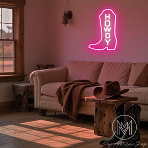 Howdy Boots Neon Sign Custom Western Cowgirl LED Neon Light Cowboy Party Decor Signs Shop Open Neon Sign Western Cowboy Light Sign Gift