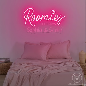 Roomies Neon Sign Custom Roommates Name Neon Sign Dorm Room Decor Wall Decor For College Roommates Gifts for Roommate Roomies Gift For Kid