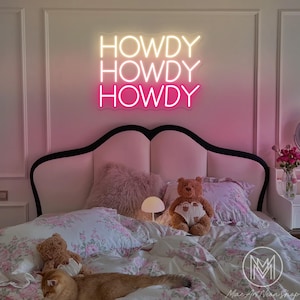 Howdy Howdy Howdy Neon Sign Custom Western Cowgirl Cowboy LED Neon Light Wall Texas Howdy Salon Bar Dorm Decor Beauty Decor Party Gift