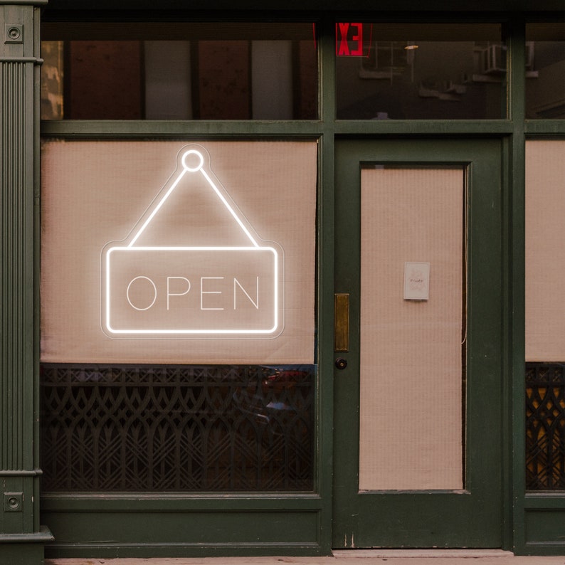 Storefront Rounded Rectangle OPEN Neon Signs, Open Sign for Business, USB Open Sign, Hanging Open ...
