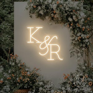 Custom Initials Wedding Neon Sign Couple Initials LED Neon Light Minimalist Wedding Party Backdrop Wall Decor Anniversary Personalized Gifts