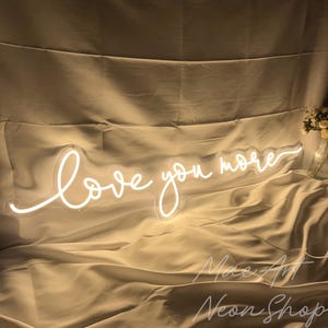 Letrero de neón "Love You More", letrero de San Valentín, letrero de amor, letrero de neón para bodas, decoración de bodas, regalo de aniversario, letrero para dormitorios, decoración sobre la cama