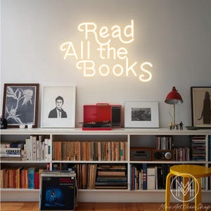 Read All the Books Neon Sign Classroom Educational Neon Sign Bookish Neon Art Book Corner Library Sign Kid&#39;s Room Decor Gift for teacher