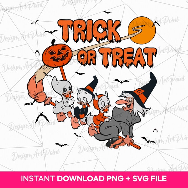 Trick Or Treat Huey Dewey Louie Witch Hazel Vacation PNG, Family, Friends PNG, Instant Download, Digital File,  Disneyland, Svg Png Files