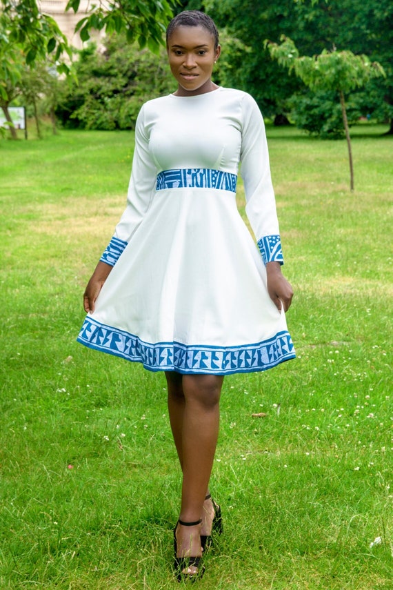 African Fit Flare Short Dress  Ballamina Ndop - Etsy