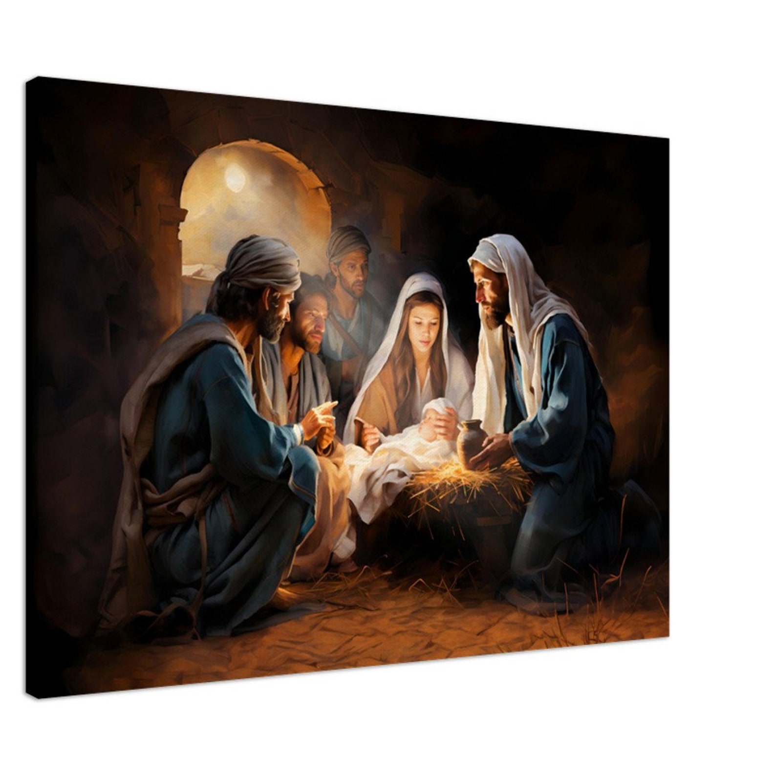 Birth of Jesus Christ Nativity Scene - Museum-grade Canvas Art on ...