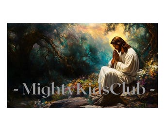Peaceful Prayer: Jesus in the Garden of Gethsemane - Spiritual Wall Museum-Grade Art | Instant Digital Download