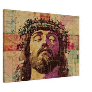 Jesus Crown of Thorns - Contemporary Christian Canvas Art | Spiritual Wall Decor | Free Shipping