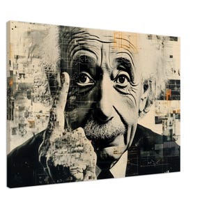 Sabiduría abstracta de Einstein: arte en lienzo de calidad de museo de ciencia moderna / decoración de pared inspiradora / envío gratuito