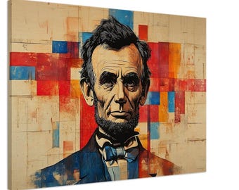 Abraham Lincoln Pop Art - Iconic Historical Museum-Grade Canvas Art | Bold Patriotic Decor | Free Shipping