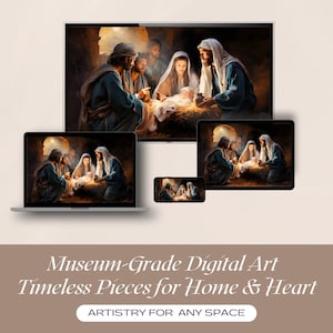 Heaven&#39;s Gift - Birth of Jesus Christ - Museum-Grade Art Bundle - 3 PNG Files - John 1:14