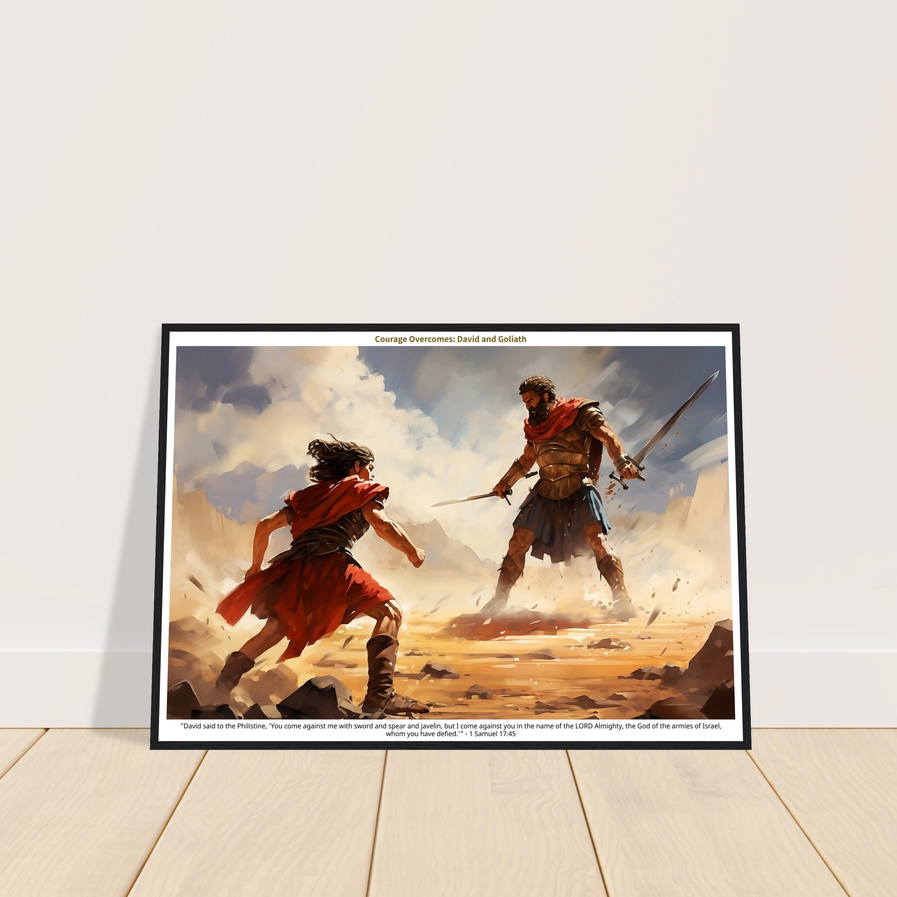 David and Goliath Museum-grade Framed Wall Art, With Inspiring Thought ...
