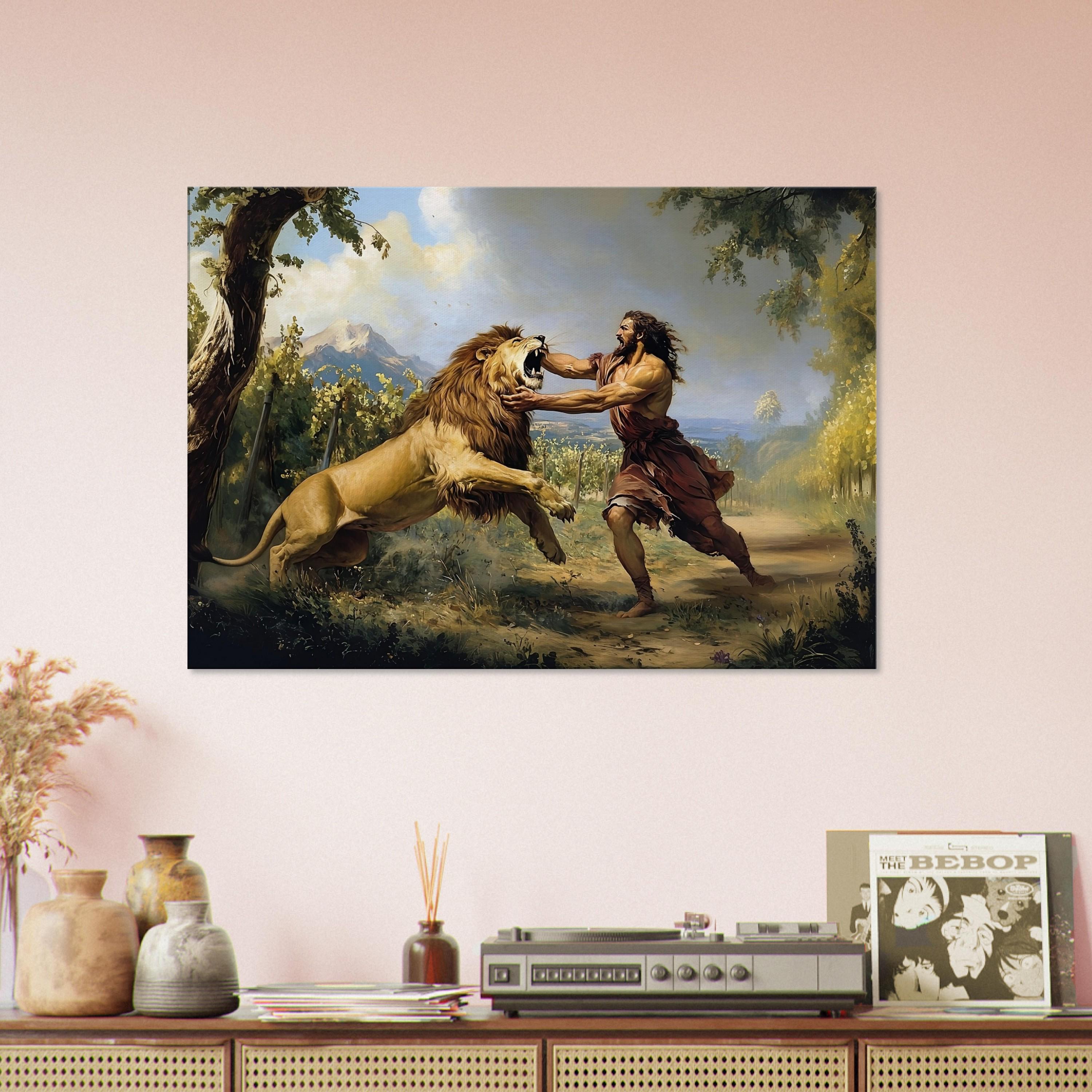 Samson's Triumph Over the Lion - Museum Grade Canvas Art