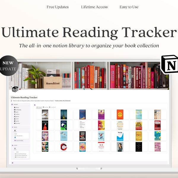 Notion Reading Log Book Journal Reading Goals Library Bookworm Reading Habits Reading List Bookshelf Book Club Notion Book Tracker Template