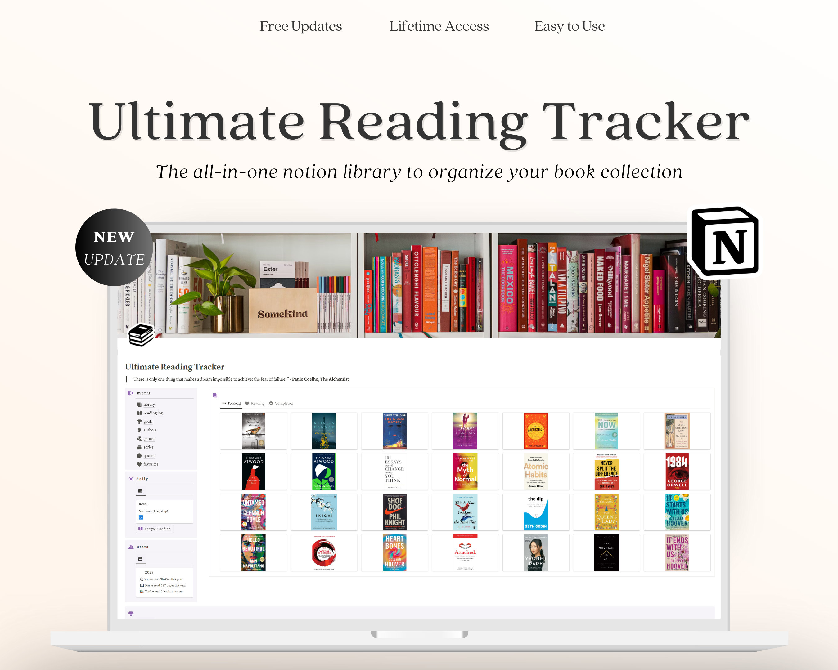 Notion Reading Log Book Journal Reading Goals Library Bookworm Reading