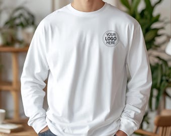 Custom Your Logo Here Long Sleeve Shirt, Personalized Long Sleeve Business Pocket Logo, Custom Saying Outfit, Personalised Business Clothing