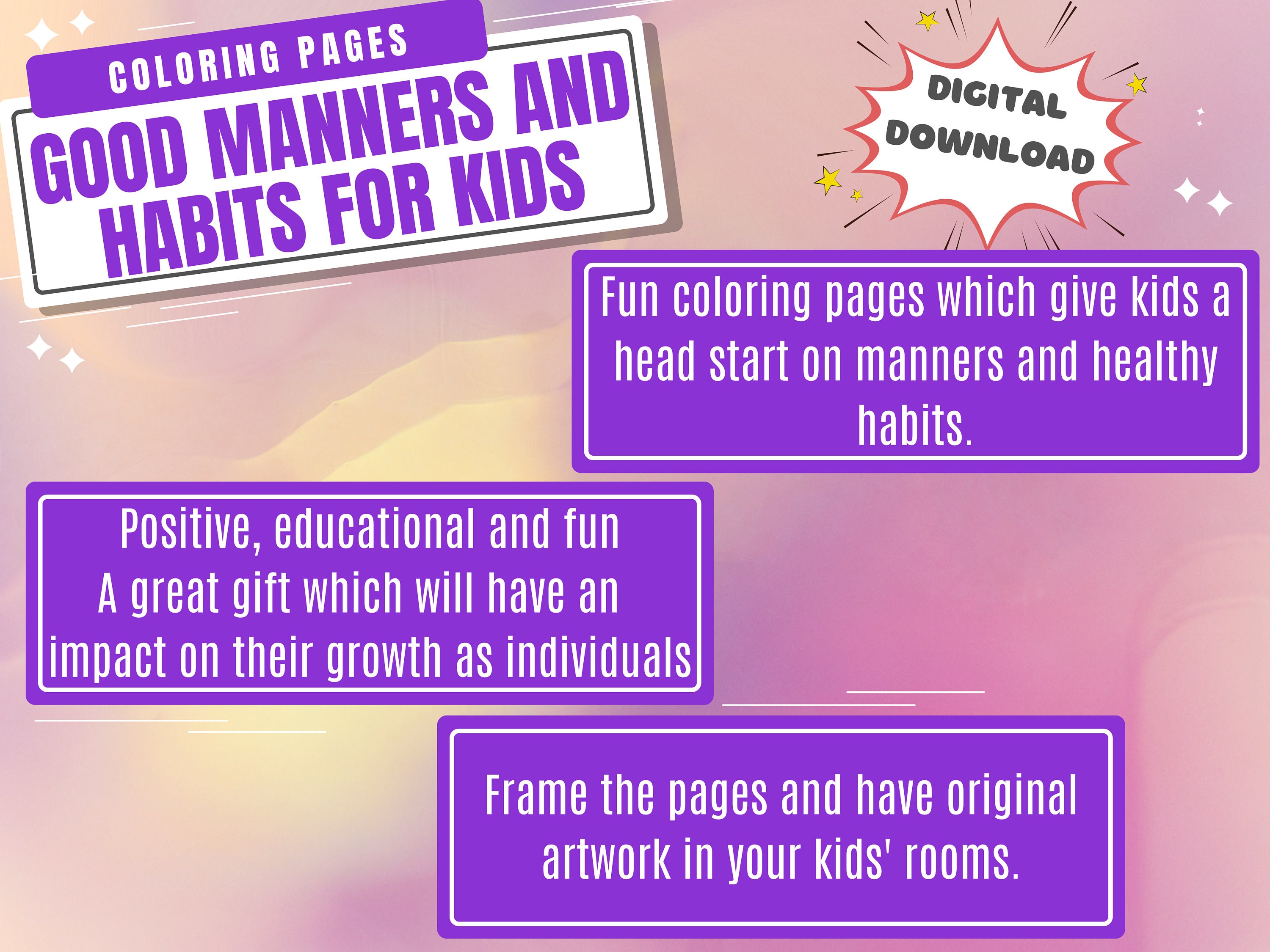 Good Manners And Habits For Kids Coloring Book Pages Instant Download Good Manners And Habits For Kids Coloring Book Pages Instant Download