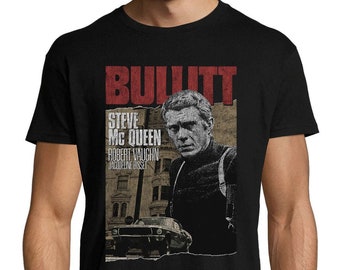 Bullitt Steve McQueen Movie Poster Unisex Men's Cotton T-Shirt