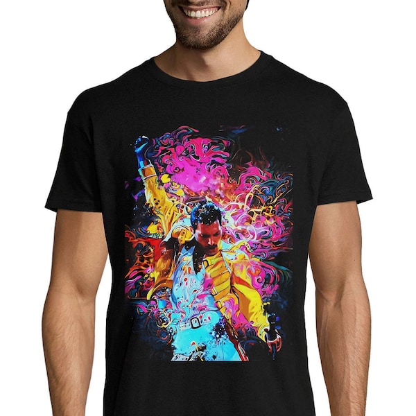 Freddie Mercury Colorful Classic Yellow Jacket Art Unisex Men's Cotton T-Shirt