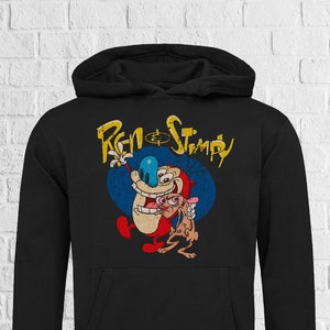 Ren And Stimpy Faded Graphic Unisex Cotton Blend Sweatshirt / Hoodie
