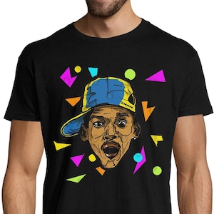 Świeży Książę Bel-Air Cartoon Pop Art Styled Unisex Męska Bawełniana Koszulka