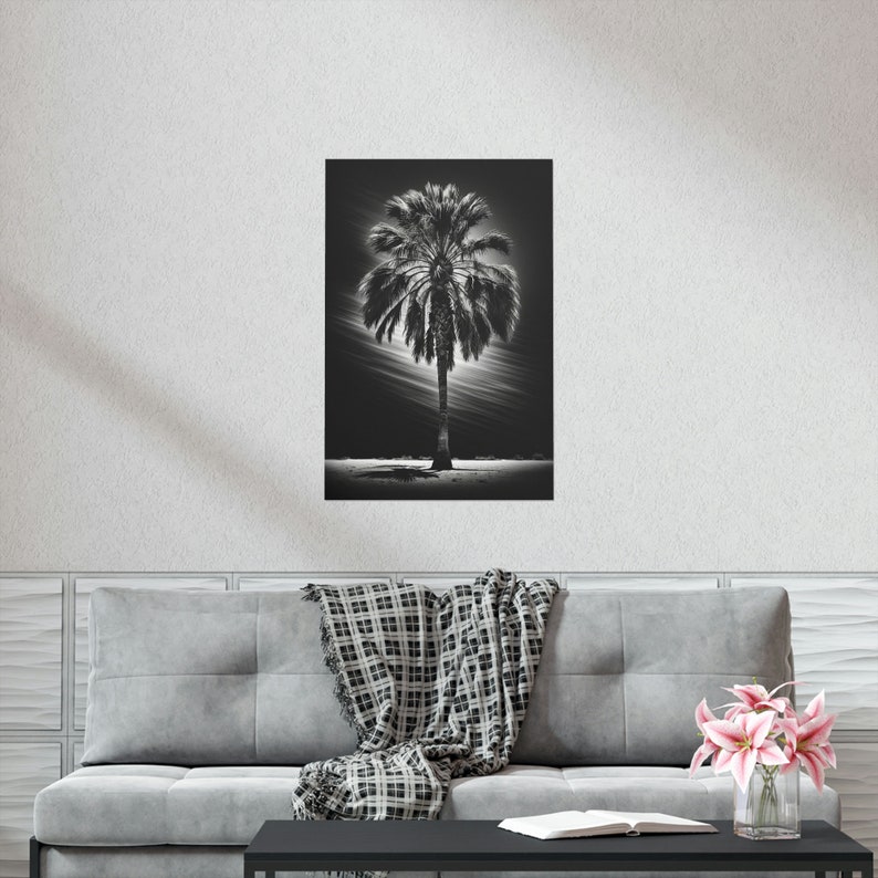 Palm Tree Poster | Wall Art | Minimalist | Black and White | Home Decor ...
