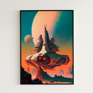 70s Retro SciFi Painting Poster | Wall Art | Print | Cyberpunk | Future | Scifi | Posters | Man Cave | 1970s | Blade Runner