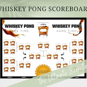 Whiskey Pong Scoreboard - Challenge Accepted Party Games, Beer Pong