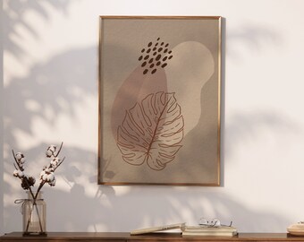 Leaf Boho Abstract Botanical Printable Wall Art | High-Resolution Instant Download Prints | Set of 3 Available | The Print Movement