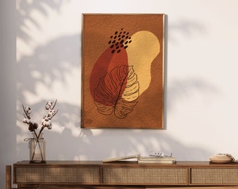 Leaf Boho Abstract Botanical Printable Wall Art | High-Resolution Instant Download Prints | Set of 3 Available | The Print Movement