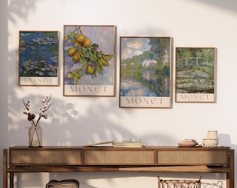 Set of 4 | Claude Monet Wall Art Prints | Impressionist Printable Wall Art | Vintage Print | Monet Exhibition Poster | Monet Set of 4 Prints