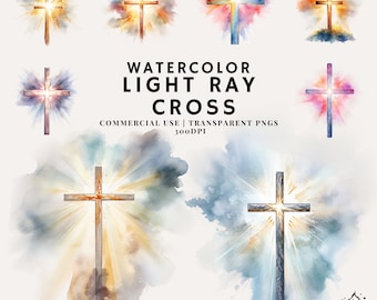 Watercolor Light Ray Cross Bundle | PNG | Commercial Use | Instant Download | 300DPI