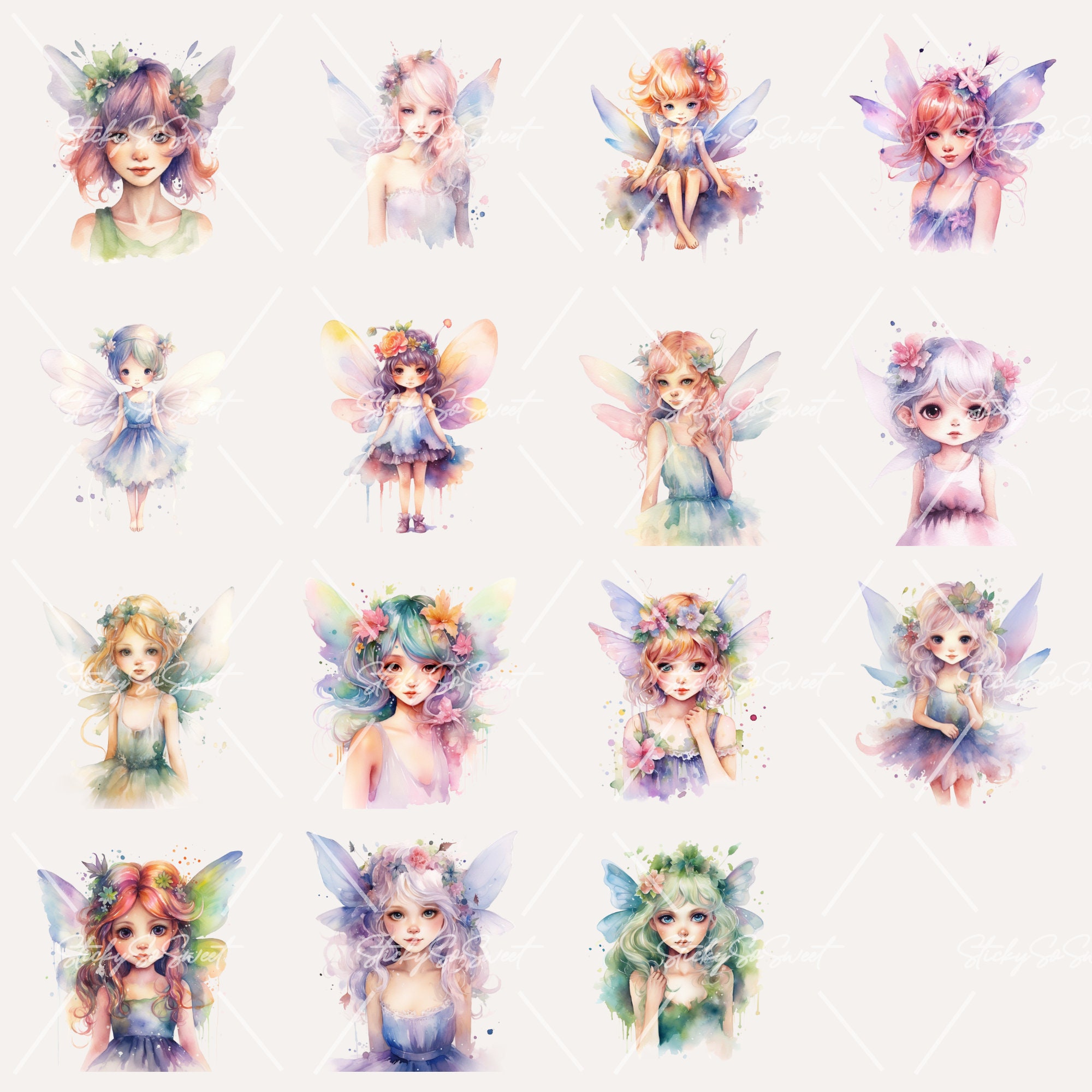 Watercolor Fairies Bundle Clipart | PNG | Commercial Use | Instant ...