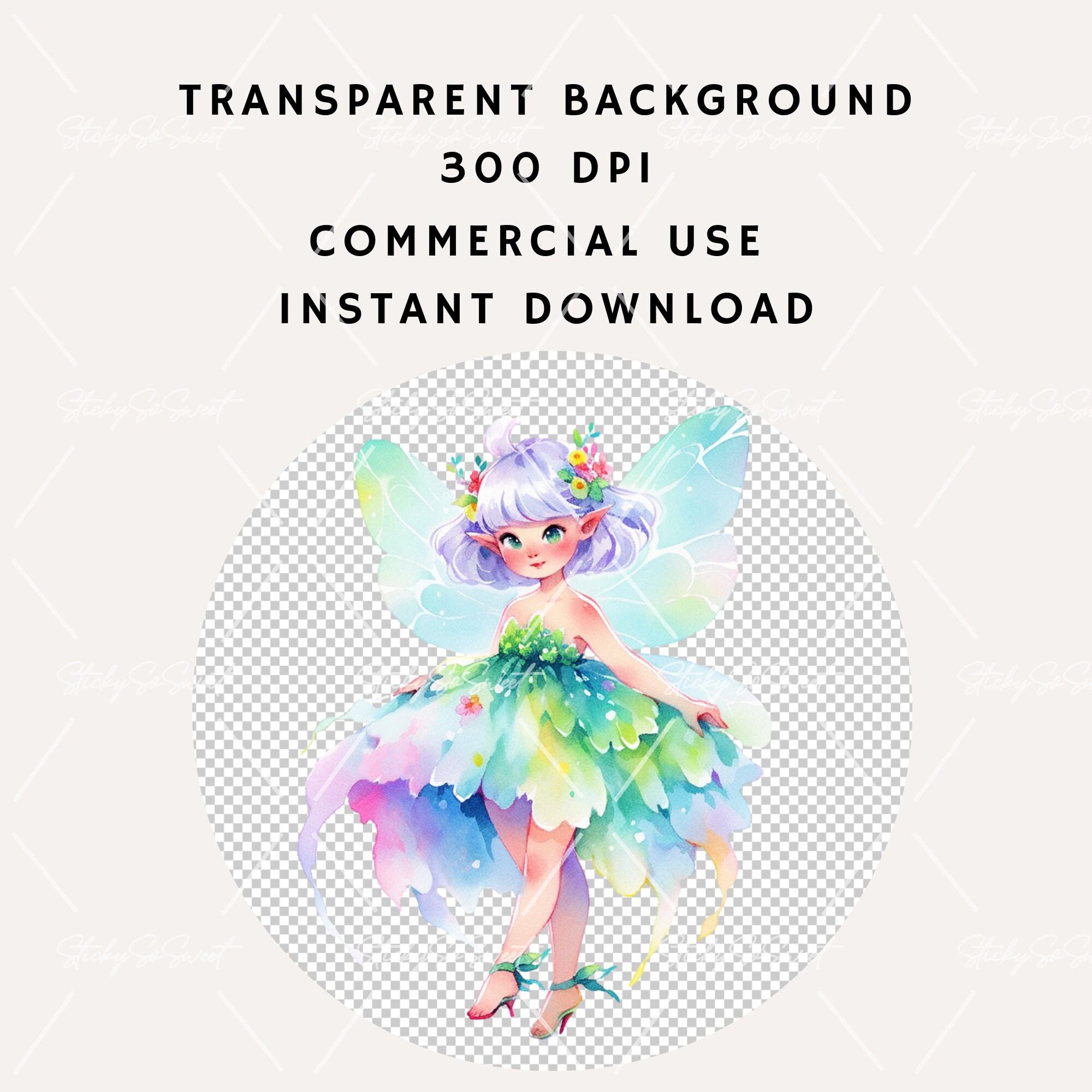 Watercolor Fairy Clipart Bundle | Cute PNG Illustrations (300DPI) - Etsy