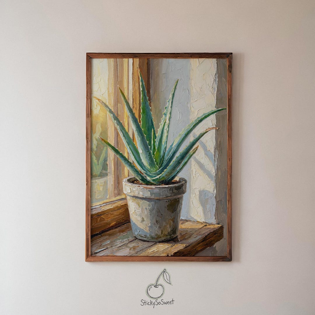Aloe Vera Wall Art | Potted Plant Art | Botanical Digital Print ...