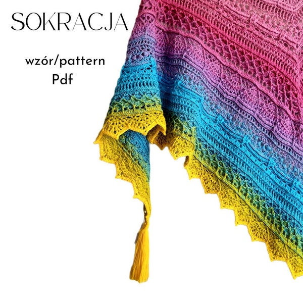 Patrón en pdf para la bufanda de crochet SOKRACJA/patrón de chal SOKRACJA