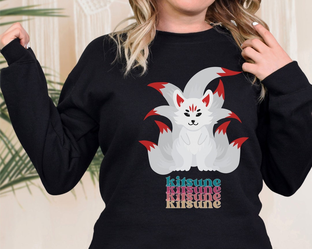 Kitsune Yokai Sweatshirt Yokai Halloween Kitsune Etsy