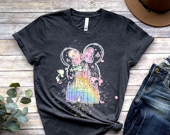 Disney Watercolor Shirt, Disney Castle, Vacation Gift Tee, Family Trip Shirt, Minnie Tee