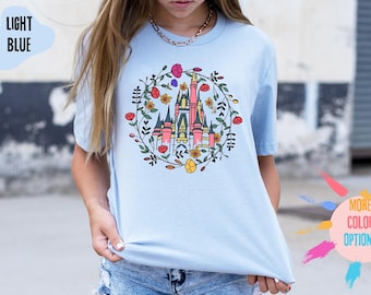 Magic Kingdom Castle Shirt, Princess Castle T-shirt, Magic Kingdom Floral Spring Shirt, Magical Vacation Tee, Matching Family Shirt