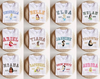 Disney Princess Est Shirt, Princess Arial Cinderella Belle Anastasia Aurora Shirt, Disney Family Shirt, Disney Group Tee, Cute Disney Shirt