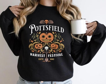 Pottsfield Harvest Festival Shirt Gift For Autumn, Autumn Harvest Tshirt, Vegetables Fall Shirt, Skeleton Festival Apparels, Goth Clothing