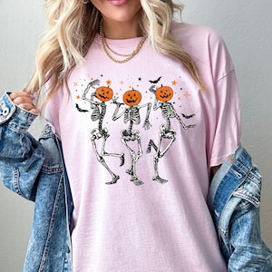Skeleton Halloween Shirt, Halloween Sweatshirt, Pumpkin Shirt, Fall Sweatshirt Spooky Season TShirt, Fall Shirts for Women