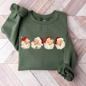 Retro Cheerful Santa Tshirt, Santa Merry Christmas Shirt, Vintage Santa Claus Graphic Tee, Xmas Women Men Gift, Classic Christmas Sweatshirt