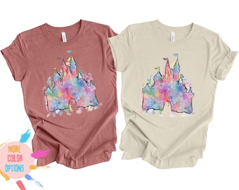 Watercolor castle Custom Shirt, Princess castle shirt, Vacation shirt, Magical Castle Shirt, Wizard castle Shirt, Orlando Shirt,Matching tee