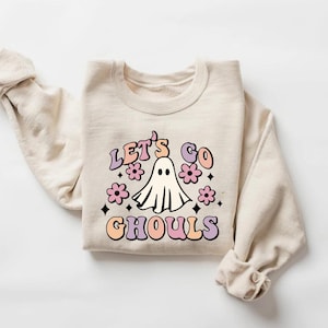 Lets Go Ghouls Sweatshirt, Halloween Sweatshirt , Retro Halloween Sweater Funny, Funny Ghost Sweater, Ghost Halloween Sweatshirt