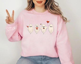 Valentine Sweatshirt, Valentines Day Sweatshirt, Valentines Ghost Sweatshirt, Cute Ghost Sweater, Valentines Gift, Spooky Valentine Crewneck