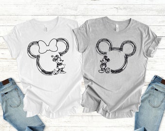 Disney Family Shirt, Family Disneyworld Shirt, Mickey Sketch Shirt, Minnie Women Shirt, Disneyworld Trip Shirt, Mickey Couple Shirt