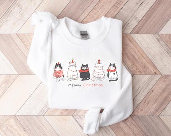 Meowy Christmas Sweatshirt,Happy Cat Year Shirt,Funny Christmas Cat Shirt,Cat Christmas Sweatshirt,Cats Sweatshirt,Cat Lover Christmas Shirt