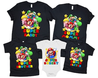 Mario birthday shirt, Mario family shirt, Super Custom birthday shirt, Level Up Birthday Shirt, Gamer Birthday Shirt, Gamer Tee Family Match